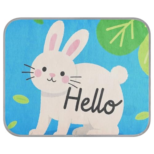 tplaotee Hello Cartoon niedliches weißes Kaninchen, Sommer-Hundehütte, kühlend, selbstkühlend, Haustiermatte für Hühner, Katzen, Outdoor, wasserdicht, Mantas frías para Perros M von tplaotee