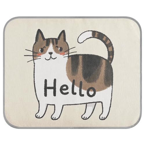 tplaotee Hello Cartoon süße weiße Katze, Sommer-Haustier-Kühlmatte für Katzen, selbstkühlendes Katzenbett für draußen, für den Außenbereich, Sommer, Cama Fria para perro M von tplaotee