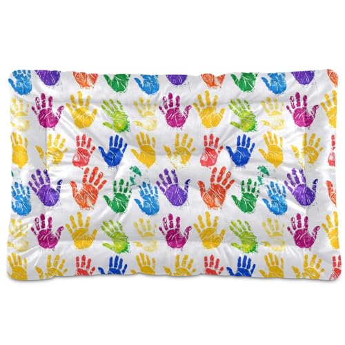 tplaotee Hunde-Schlafmatte, waschbar, Handabdrücke, rutschfest, weich, bequem, für mittelgroße und große Hunde, 91,4 x 61 cm tplaotee Hunde-Schlafmatte, waschbar, Handabdrücke, rutschfest, weich, bequem, für mittelgroße und große Hunde, 91,4 x 61 cm von tplaotee