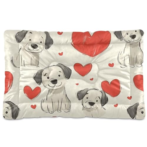 tplaotee Hundebett, Cartoon-Motiv, waschbar, rutschfest, weich, bequem, für mittelgroße und große Hunde, 91,4 x 61 cm, Weiß von tplaotee