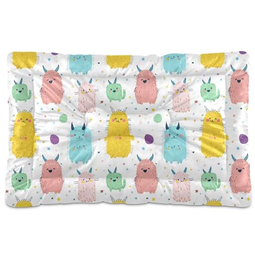 tplaotee Hundebett-Matte mit Cartoon-Motiv, bunt, waschbar, weich, bequem, rutschfeste Unterseite, für große, mittelgroße und kleine Hunde, 91,4 x 61 cm von tplaotee