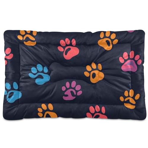 tplaotee Hundebett-Matte mit Tierpfotenabdruck, waschbar, weich, rutschfest, für große, mittelgroße und kleine Hunde, 91,4 x 61 cm von tplaotee