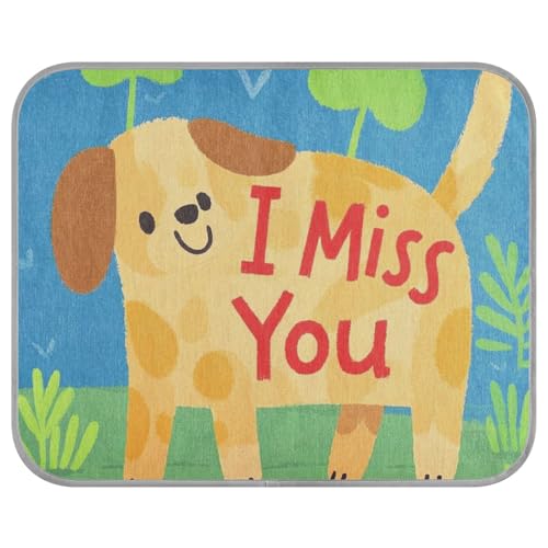 tplaotee I Miss You Cartoon-Hunde-Sommer-Kühldecke, selbstkühlende Decken für Outdoor-Katzen für Kaninchen, Reisen, wasserdicht, Mantas frías para Perros M von tplaotee