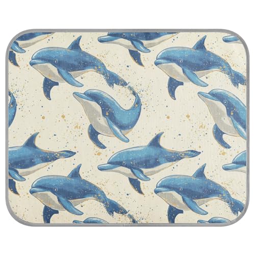 tplaotee Karikatur-Katzenbett mit süßem blauem Delfin, kühlend, matt, selbstkühlend, für draußen, zum Schlafen von Kätzchen, bequem, Größe M von tplaotee