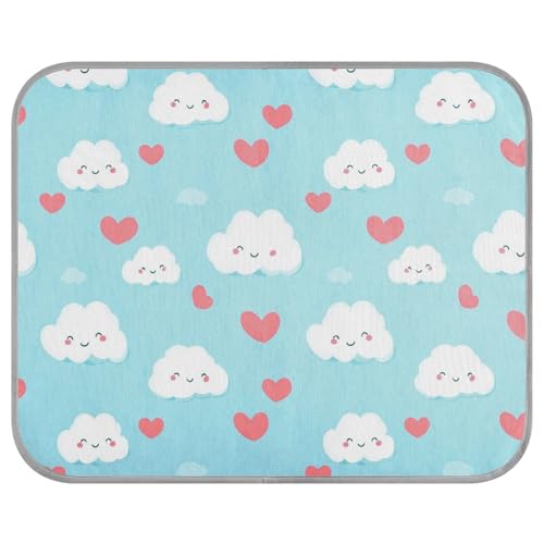 tplaotee Kühlkissen für Hunde, Motiv: Happy Valentine Heart Cartoon, Wolke, Blau, für den Sommer, für Hunde für Kaninchen, gemütliches Schlafen, bequem, Größe M von tplaotee