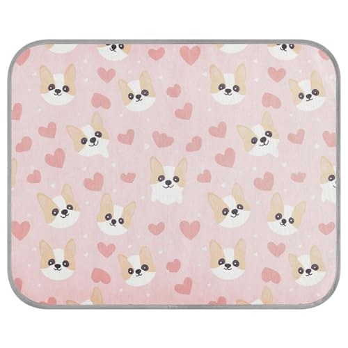 tplaotee Kühlmatte für Hunde, Motiv: Happy Valentine Heart Cartoon Hund, Rosa, für den Sommer, selbstkühlende Katzenbetten für Outdoor-Katzen für Kaninchen, Hunde, draußen, faltbar, Cama Fria para von tplaotee