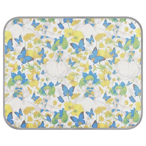 tplaotee Kühlmatte für Hunde im Cartoon-Design, niedlicher blauer Schmetterling, Elfe, selbstkühlend, Katzenbett für draußen, für Kaninchen, Outdoor, Katze, nicht elektrisch, Esterilla, Refrescante von tplaotee