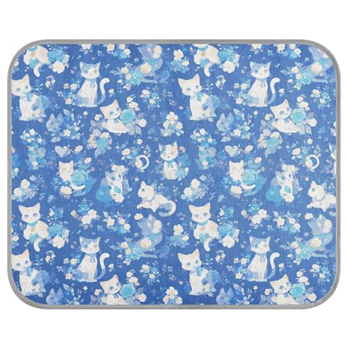tplaotee Kühlmatte für den Sommer, niedliches weißes Kätzchen, selbstkühlend, Katzenmatte für Katzen, Outdoor-Haustier, niedlicher Manta Fria para Perros M von tplaotee
