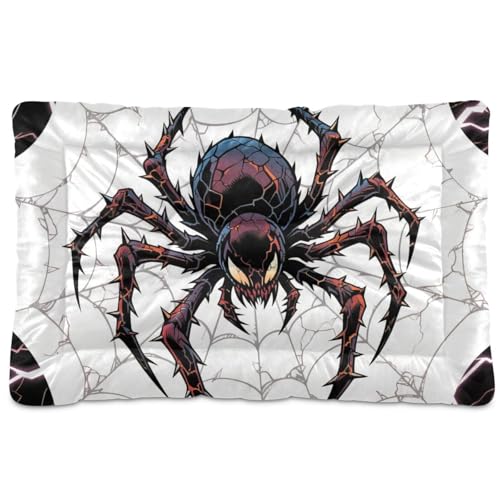 tplaotee Lightning Spinnennetz-Stern, waschbar, Haustier-Matratze, rutschfest, weich, bequem, für mittelgroße und große Hunde, 91,4 x 61 cm, Schwarz / Weiß von tplaotee