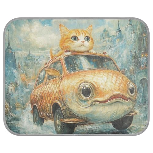 tplaotee Lustige Auto-Kühlmatte in Fischform, für draußen, selbstkühlende Matte für Katzen für Kätzchen, draußen, bequem, esterilla refrescante para Perros M von tplaotee