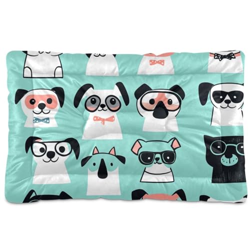 tplaotee Minimalistisches Hundebett, Cartoon-Motiv, waschbar, weich, bequem, rutschfeste Unterseite, Haustierbett für große, mittelgroße und kleine Hunde, 91,4 x 61 cm, Grün von tplaotee