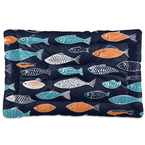 tplaotee Nahtlose Fische, waschbare Hundebetten, rutschfest, weich, bequem, für große, mittelgroße und kleine Hunde, 91,4 x 61 cm von tplaotee