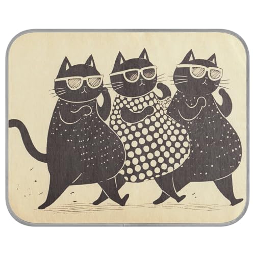 tplaotee Niedliche Katzen, kühlendes Kühlkissen für den Sommer, selbstkühlend, für Innenkatzen, Kaninchen, Außenkatze, rutschfest, Manta Fria para Perros, Größe M, Schwarz / Braun von tplaotee