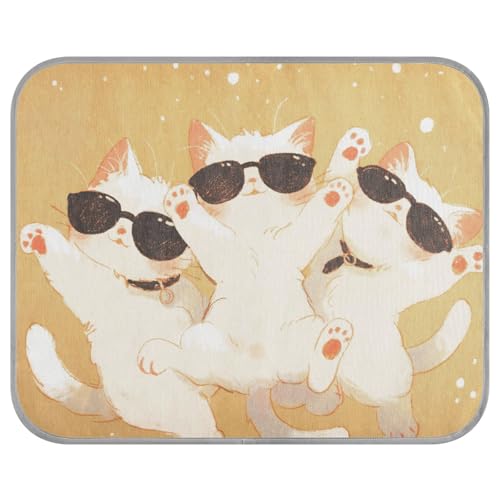 tplaotee Niedliche weiße Katzen-Cartoon-Sommer-Kühlmatte für Katzen, selbstkühlendes Katzenbett für draußen, für Hühner, Outdoor, Katze, bequem, Mantas frías para Perros M von tplaotee