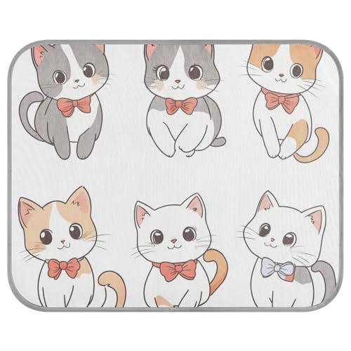 tplaotee Niedliches Cartoon-Katzen-Sommer-Kühlkissen, selbstkühlendes Katzenbett für Outdoor-Katzen für Schweine, Outdoor, abnehmbare Mantas frías para Perros M von tplaotee