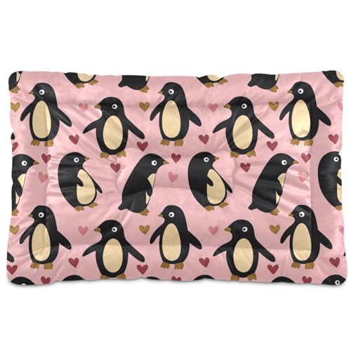 tplaotee Pinguin Peach Valentine Hunde-Schlafmatratze, waschbar, weich, bequem, rutschfeste Unterseite, für große, mittelgroße und kleine Hunde, 91,4 x 61 cm, goldfarben von tplaotee