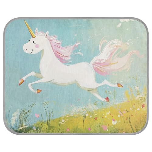 tplaotee Running Lovely Unicorns Sommer-Hunde-Kühldecke für große, selbstkühlende Outdoor-Katzenmatte für Kätzchen, Indoor-Katzen, tragbares Klebeband, Frio para Perros M von tplaotee