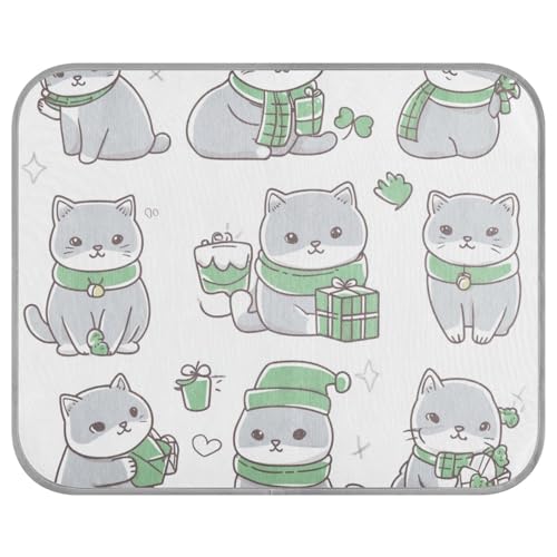 tplaotee St. Patrick's Kühlmatte für Hunde, niedliches Katzenmotiv, selbstkühlend, für den Außenbereich, abnehmbar, Manta, Größe M von tplaotee