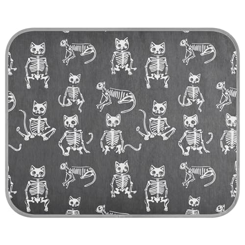tplaotee Süße Katzenskelette, Knochen-Kühlmatte für Hunde, extra selbstkühlend, Katzenbetten für draußen, für Schwein, Katze, Outdoor, Haustier, Sommer, Cama Refrescante para Perros M von tplaotee