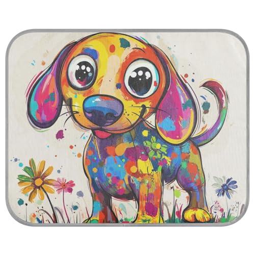 tplaotee Süßer Dackel mit tropfender Farbe, kühlend, selbstkühlend, Katzenbett für draußen, für draußen, Hund, schnurlos, esterilla, refrescante para Perros M von tplaotee
