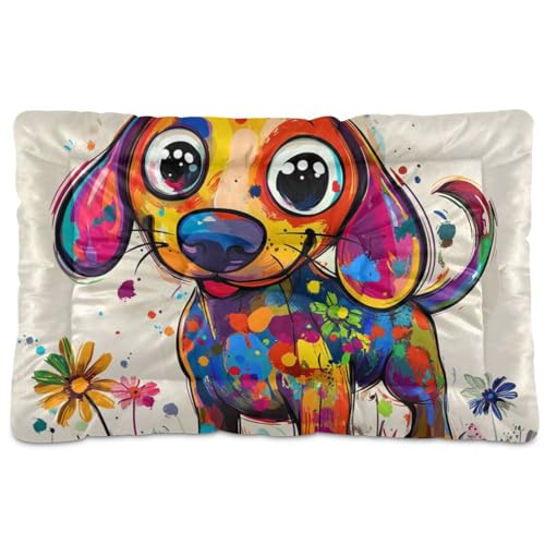 tplaotee Sweet Dackel, tropfende Farbe, waschbar, Haustierbett, Matte, rutschfest, weich, bequem, Haustierbett für mittelgroße und große Hunde, 91,4 x 61 cm tplaotee Sweet Dackel, tropfende Farbe, waschbar, Haustierbett, Matte, rutschfest, weich, bequem, Haustierbett für mittelgroße und große Hunde, 91,4 x 61 cm von tplaotee