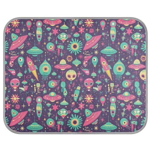 tplaotee UFO Aliens Raketen Cartoon lila Sommer Outdoor Kühlmatte selbstkühlend Pet Shop Coole Haustierunterlage für Welpen, Hunde draußen, weiches Klebeband, Frio para Perros M von tplaotee