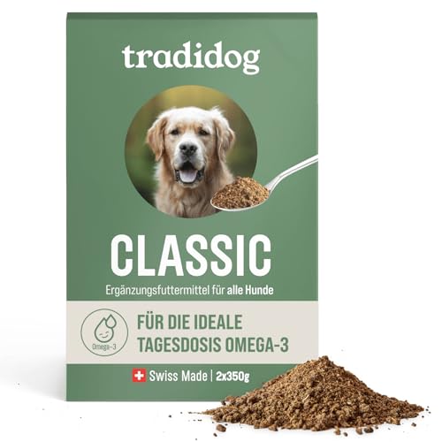 Tradidog Classic - geruchsneutrale Alternative zu Lachsöl Hunde - reich an Omega 3 natürliches Nahrungsergänzungsmittel Hund - für Fellpflege und gegen Juckreiz - 2x350g - hält ca. 1 bis 2 Monate von tradidog