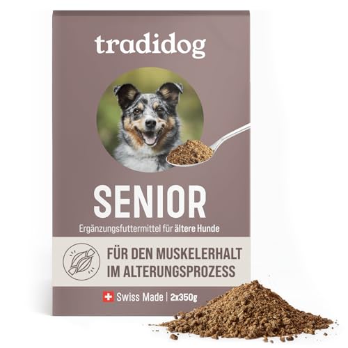 Tradidog Senior - Alternative zu Gelenktabletten, Gelenkpulver, Teufelskralle und Grünlippmuschel Hund - reich an Omega 3 - für Gelenk- und Knochenschutz, gegen Arthrose - 2x350g hält ca. 1-2 Monate von tradidog