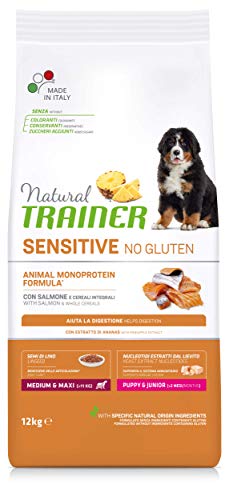 12 kg Natural trainer Dog Puppy/junior medium/Maxi Sensitive Salmon hondenvoer von trainer