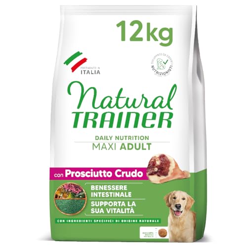 Natural Trainer Adult Maxi Trockenfutter für Hunde, mit Schinken und Reis, 12 kg von trainer