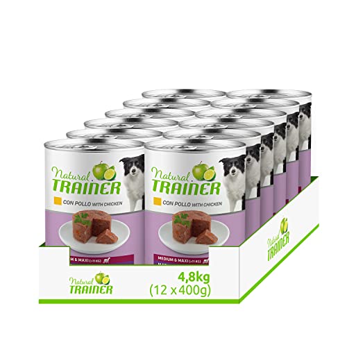 Natural Trainer Medium&Maxi Maturity Nassfutter für reife Hunde mit Huhn - 12 x 400 g - 4,8 kg von trainer