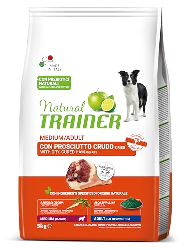 Natural Trainer Natural Medium Schinken Reis kg. 3 Trockenfutter für Hunde, Mehrfarbig, Einzigartig von trainer