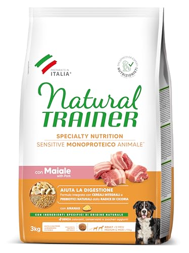 Trainer Natural Sensitive No Gluten - Hundefutter Medium Maxi Adult mit Schwein und Vollkorngetreide, 3 kg von trainer