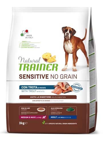 Natural Trainer Sensitive No Grain Hundefutter für Erwachsene, Medium & Maxi mit Forelle und Kartoffeln - 3 kg von trainer