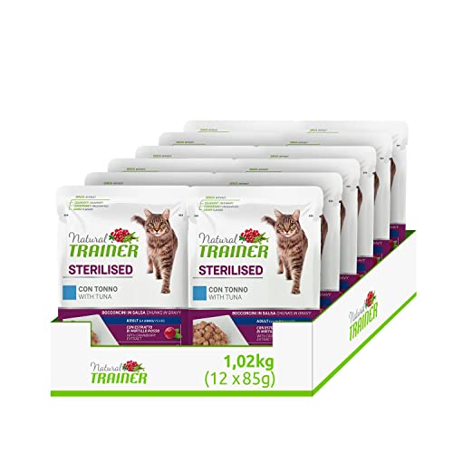 Natural Trainer Sterilised Nassfutter für Erwachsene Katzen mit Thunfisch, 12 Beutel x 85 g, 1020 g Natural Trainer Sterilised Nassfutter für Erwachsene Katzen mit Thunfisch, 12 Beutel x 85 g, 1020 g von trainer