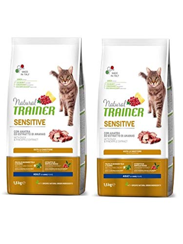 Trainer 2 Packungen à 1,5 kg Natural Sensitive Ente mit Ananas-Extrakt für erwachsene Katzen Hilft bei der Verdauung Trainer 2 Packungen à 1,5 kg Natural Sensitive Ente mit Ananas-Extrakt für erwachsene Katzen Hilft bei der Verdauung von trainer