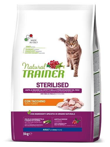 Trainer Natural Cat Sterilised Adult mit weißem Fleisch und Erbsenfaser 3 kg, 3000 g von trainer