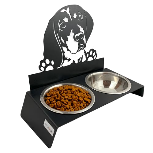 trendforge® Deluxe Futterstation für Hunde - Hochwertiger, erhöhter Edelstahl Hundenapf- rutschfest & Hygienisch - Dekoratives Design für Zuhause - Leicht zu Reinigen - für Nass- und Trockenfutter von trendforge