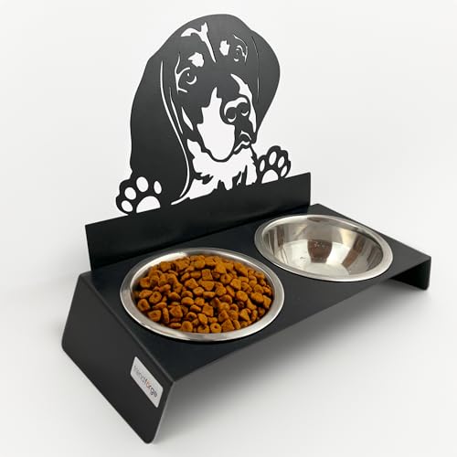 trendforge® Deluxe Futterstation für Hunde - Hochwertiger, erhöhter Edelstahl Hundenapf- rutschfest & Hygienisch - Dekoratives Design für Zuhause - Leicht zu Reinigen - für Nass- und Trockenfutter von trendforge
