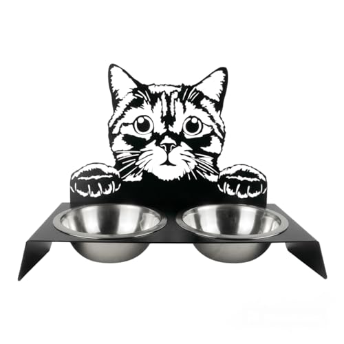 Katzennapf mit Katzenkopfdesign – 2er Set Futternäpfe für Futter & Wasser – rutschfest, Leicht zu Reinigen – Perfekt für Katzen & Kleine Hunde, Spülmaschinenfest von trendforge