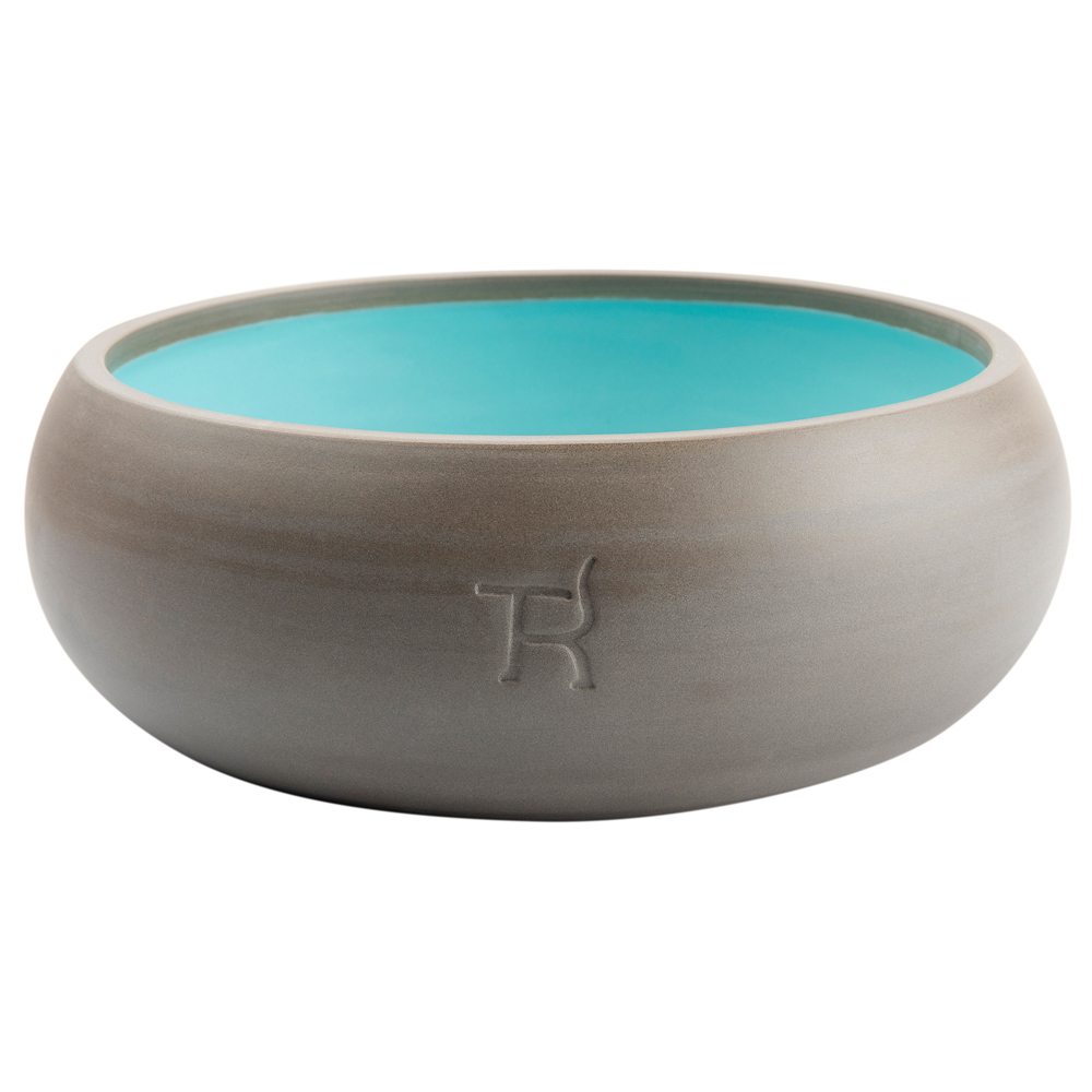 treusinn. Hundenapf Keramik pur grau-blau, Gr. S, Durchmesser:  ca. 17 cm von treusinn.