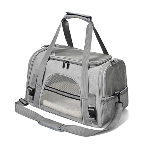 Atmungsaktive faltbare Autotasche, große Kapazität, atmungsaktive Tasche für Katzen und Hunde auf Reisen (schwarz) von trmqnaf