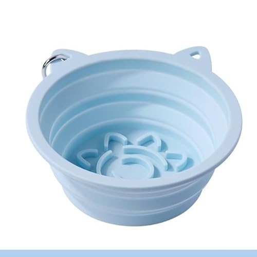 Faltbarer Futternapf für Haustiere, tragbares Silikon mit Saugnapf, Outdoor-Essen (klein, Macaron-Blau) von trmqnaf