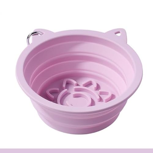Faltbarer Futternapf für Haustiere, tragbares Silikon mit Saugnapf, Outdoor-Futtermittel (klein, Macaron-Pulver) von trmqnaf