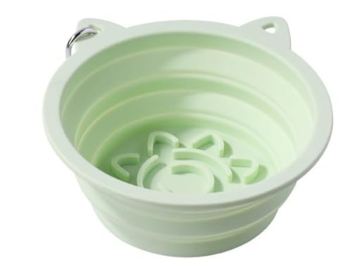 Faltbarer Futternapf für Hunde, tragbares Silikon mit Saugnapf, Outdoor-Futtermittel (klein, Macaron-Grün) von trmqnaf
