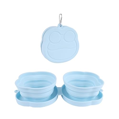 Praktischer faltbarer Futternapf für Haustiere, 2-in-1-Matte, langsames Füttern, für Katzen und Hunde, universeller leichter Silikon-Faltnapf (Macaron-Blau) von trmqnaf