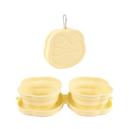 Praktischer faltbarer Futternapf für Haustiere, 2-in-1-Matte, langsames Füttern, für Katzen und Hunde, universeller leichter Silikon-Faltnapf (Macaron-Gelb) von trmqnaf