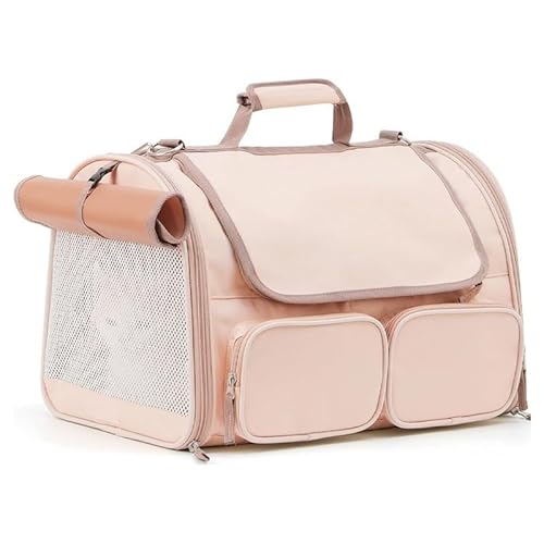 trmqnaf Katzentragetasche, weiche Seiten, Tragetasche für kleine Hunde, große Katzen-Reisetasche (Rosa) von trmqnaf