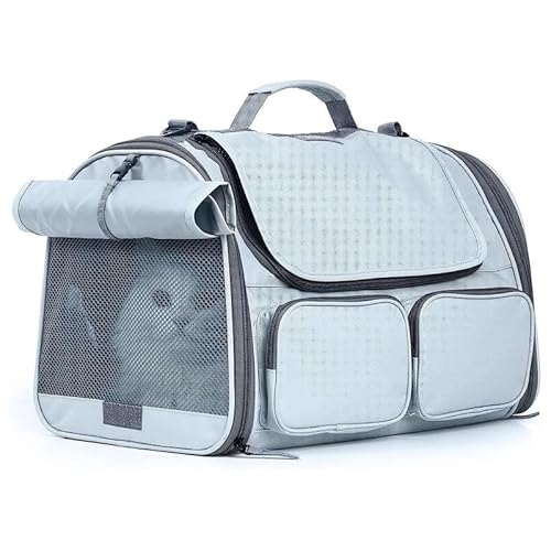 trmqnaf Katzentragetasche, weiche Seiten, Tragetasche für kleine Hunde, große Katzen-Reisetasche (hellblau) von trmqnaf