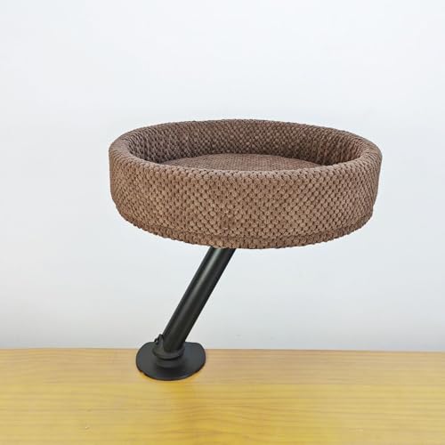 trmqnaf Schreibtisch-Katzenbett, hängend, Schreibtisch, Büro-Klettergerüst, Schreibtisch (braunes Bett mit schwarzem Ständer) von trmqnaf